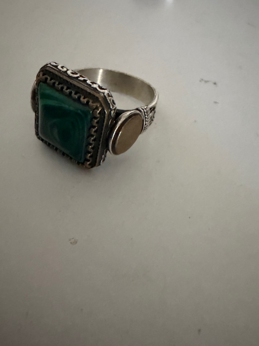 925 silver ring, malachite stone